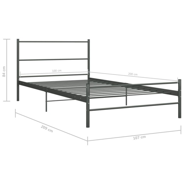 Cadre de lit sans matelas gris métal 100x200 cm