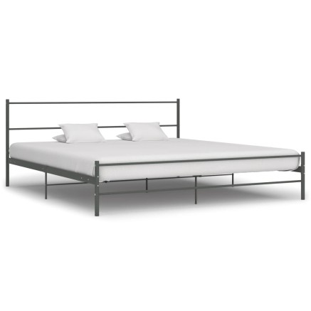 Cadre de lit sans matelas gris métal 200x200 cm