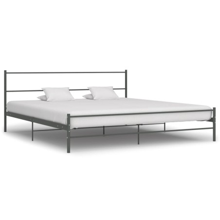 Cadre de lit sans matelas gris métal 200x200 cm