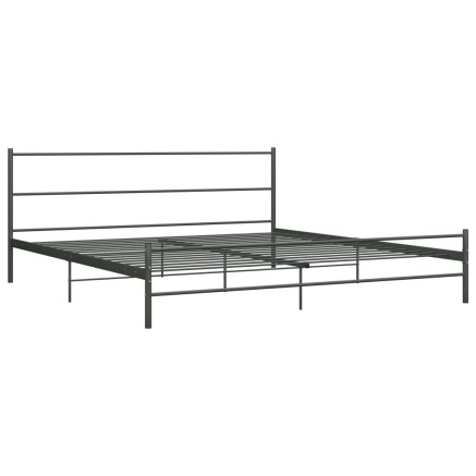 Cadre de lit sans matelas gris métal 200x200 cm 2