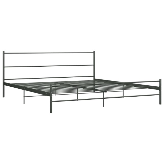 Cadre de lit sans matelas gris métal 200x200 cm