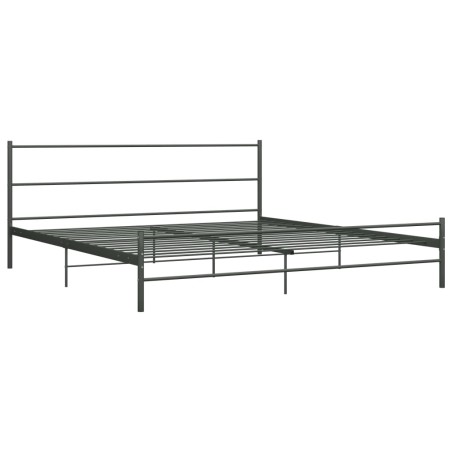 Cadre de lit sans matelas gris métal 200x200 cm