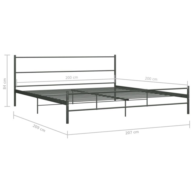 Cadre de lit sans matelas gris métal 200x200 cm