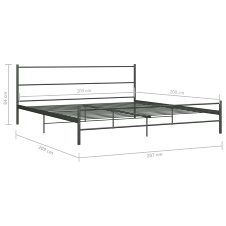 Cadre de lit sans matelas gris métal 200x200 cm