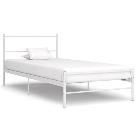 Cadre de lit sans matelas blanc métal 90x200 cm