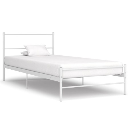 Cadre de lit sans matelas blanc métal 90x200 cm