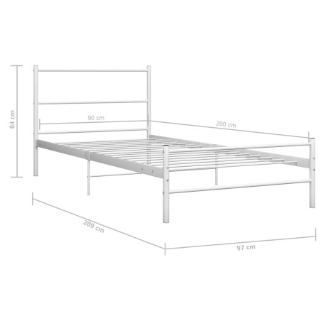 Cadre de lit sans matelas blanc métal 90x200 cm