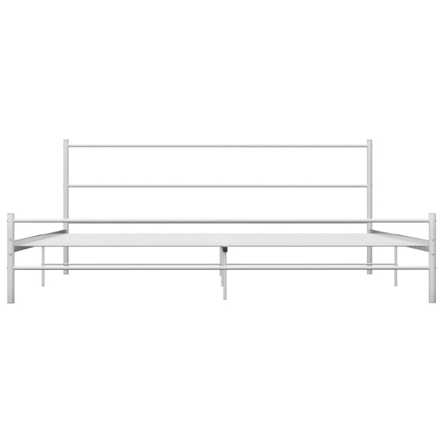 Cadre de lit sans matelas et tête de lit blanc métal 160x200 cm