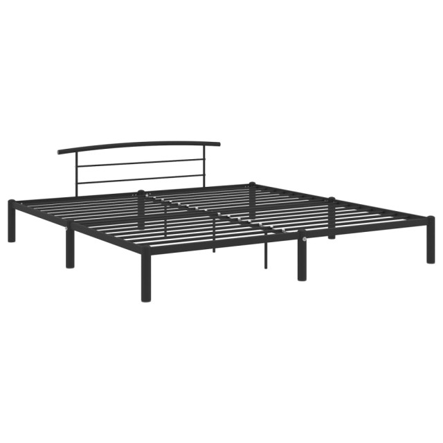 Cadre de lit sans matelas noir métal 200x200 cm