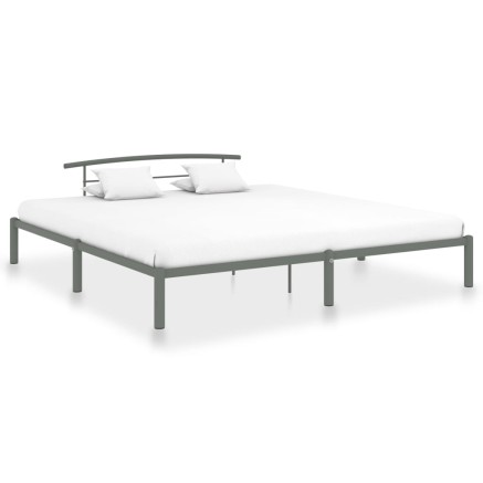 Cadre de lit sans matelas gris métal 200x200 cm