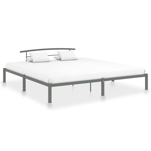 Cadre de lit sans matelas gris métal 200x200 cm