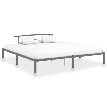 Cadre de lit sans matelas gris métal 200x200 cm