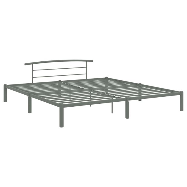 Cadre de lit sans matelas gris métal 200x200 cm