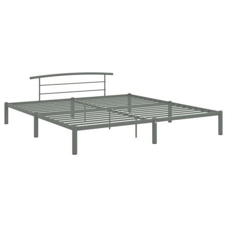 Cadre de lit sans matelas gris métal 200x200 cm