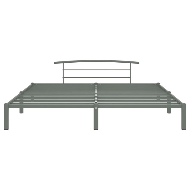 Cadre de lit sans matelas gris métal 200x200 cm
