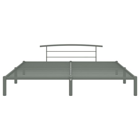 Cadre de lit sans matelas gris métal 200x200 cm