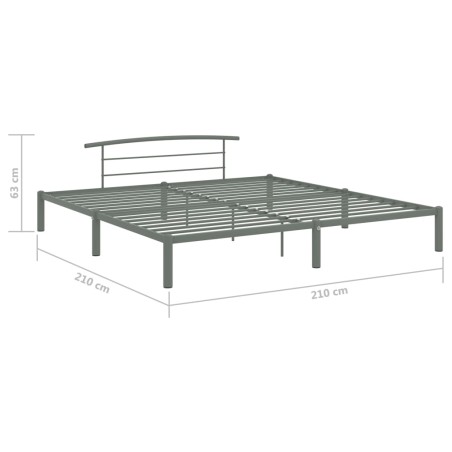 Cadre de lit sans matelas gris métal 200x200 cm