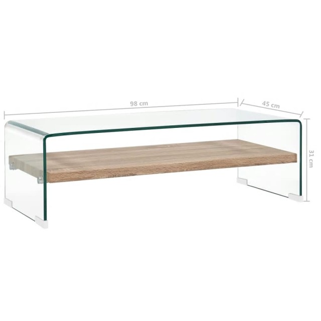 Table basse Clair 98x45x31 cm Verre trempé