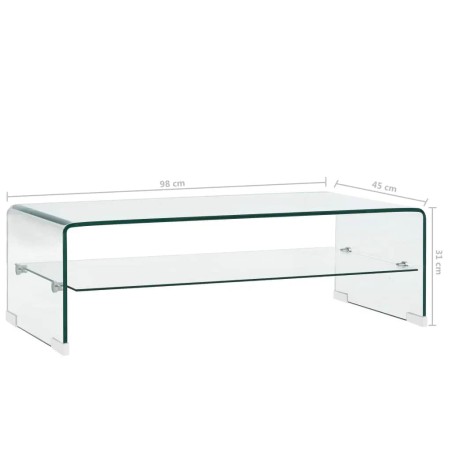 Table basse Clair 98x45x31 cm Verre trempé