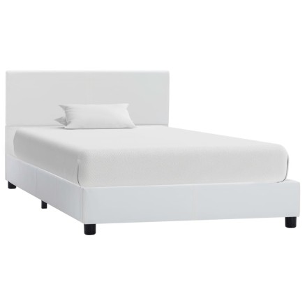 Cadre de lit sans matelas blanc similicuir 90x200 cm