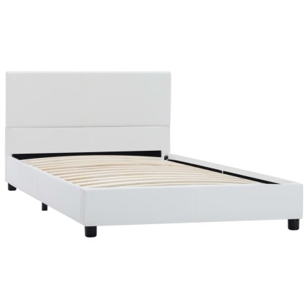 Cadre de lit sans matelas blanc similicuir 90x200 cm 2