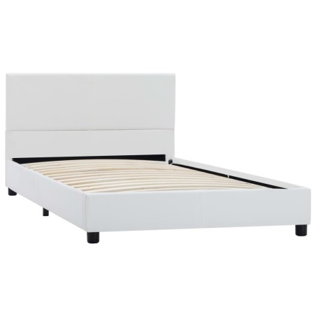 Cadre de lit sans matelas blanc similicuir 90x200 cm