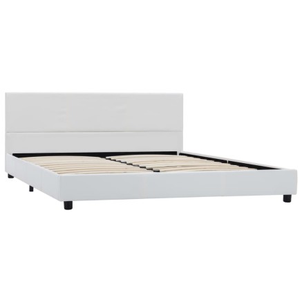 Cadre de lit sans matelas blanc similicuir 120x200 cm 2