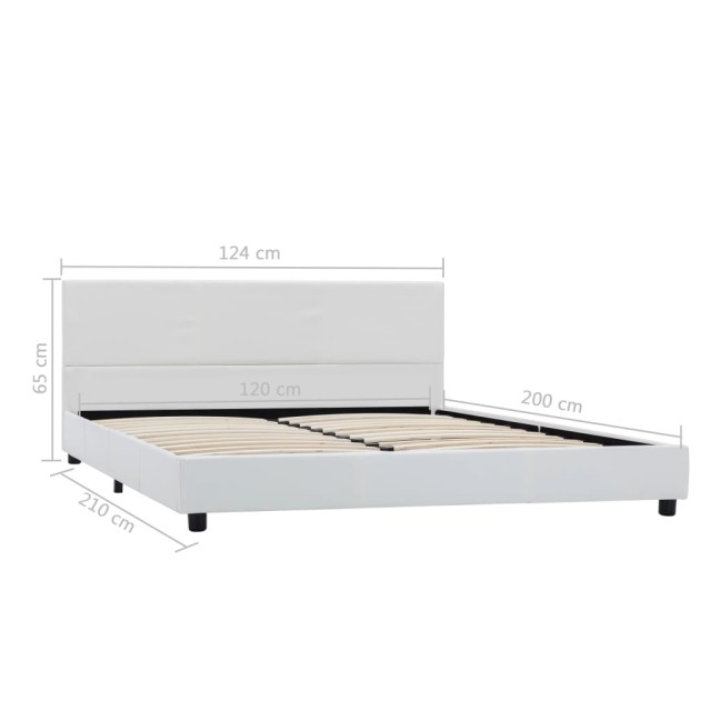 Cadre de lit sans matelas blanc similicuir 120x200 cm