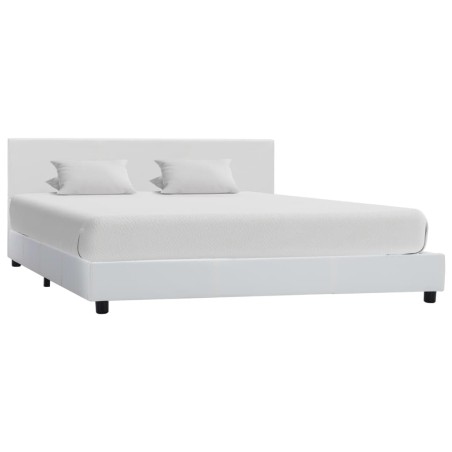 Cadre de lit sans matelas blanc similicuir 140x200 cm