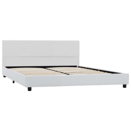 Cadre de lit sans matelas blanc similicuir 140x200 cm