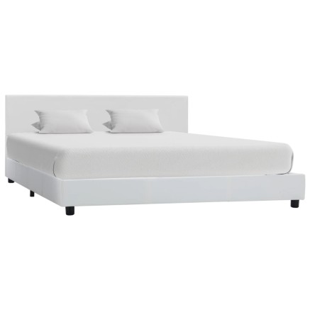 Cadre de lit sans matelas blanc similicuir 160x200 cm