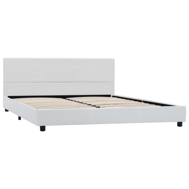 Cadre de lit sans matelas blanc similicuir 160x200 cm