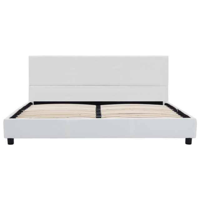 Cadre de lit sans matelas blanc similicuir 160x200 cm