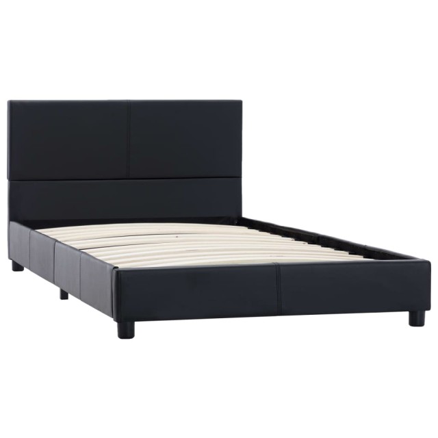Cadre de lit sans matelas noir similicuir 90x200 cm