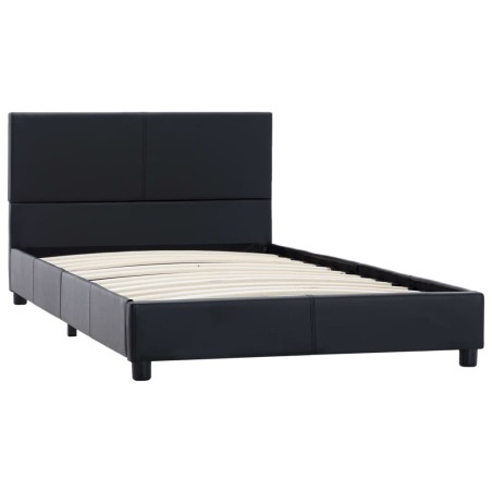 Cadre de lit sans matelas noir similicuir 90x200 cm