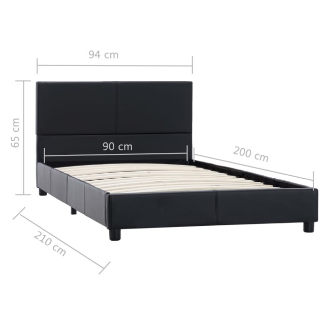 Cadre de lit sans matelas noir similicuir 90x200 cm