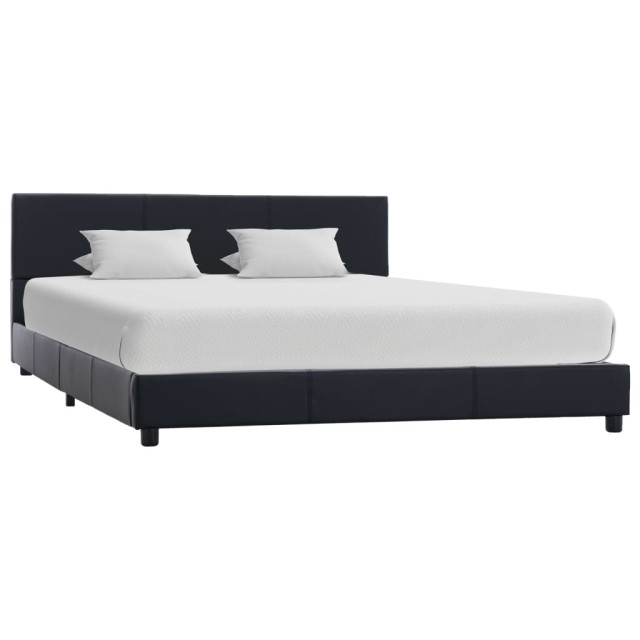 Cadre de lit sans matelas noir similicuir 120x200 cm