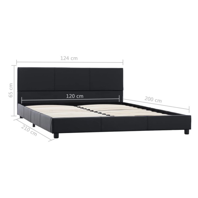 Cadre de lit sans matelas noir similicuir 120x200 cm