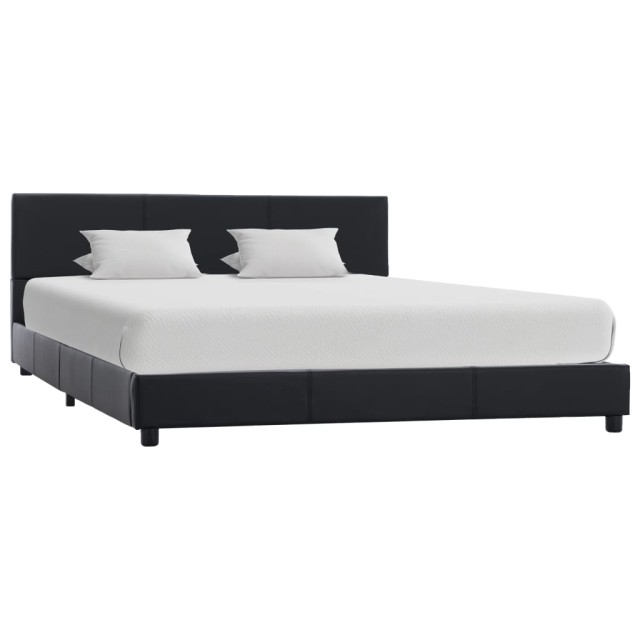 Cadre de lit sans matelas noir similicuir 140x200 cm