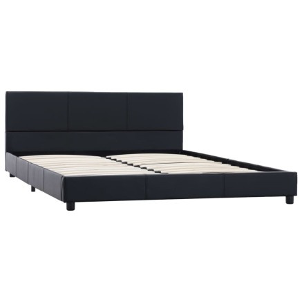 Cadre de lit sans matelas noir similicuir 140x200 cm 2