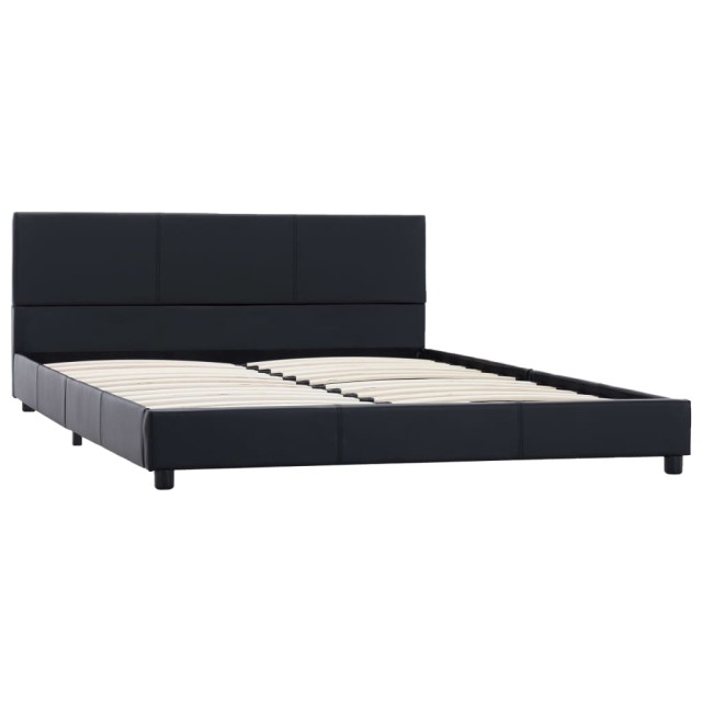 Cadre de lit sans matelas noir similicuir 140x200 cm