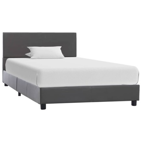 Cadre de lit sans matelas gris similicuir 90x200 cm