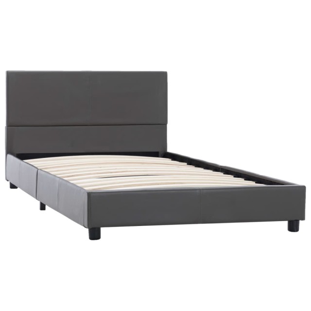Cadre de lit sans matelas gris similicuir 90x200 cm