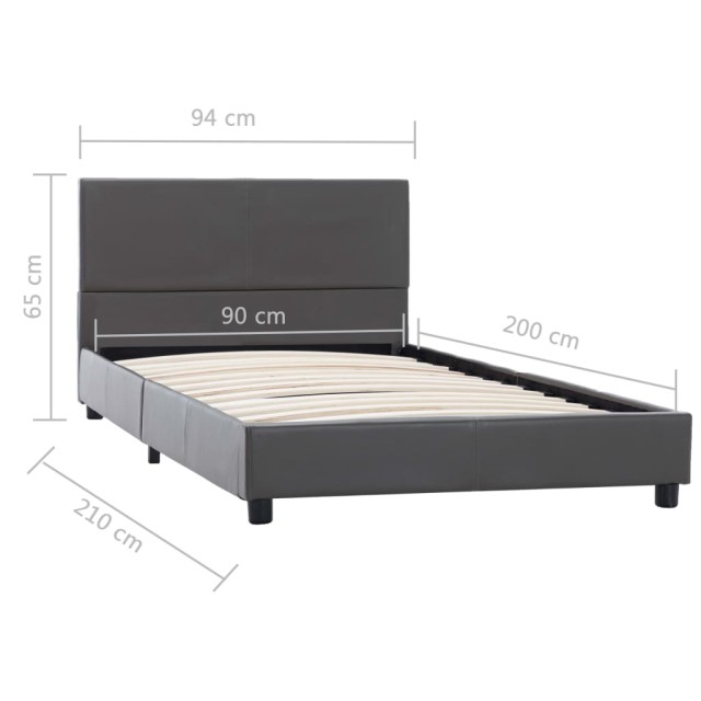 Cadre de lit sans matelas gris similicuir 90x200 cm