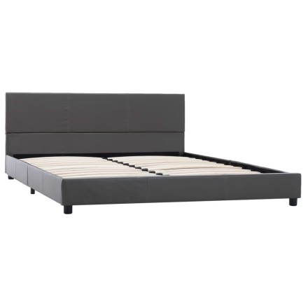 Cadre de lit sans matelas gris similicuir 140x200 cm 2