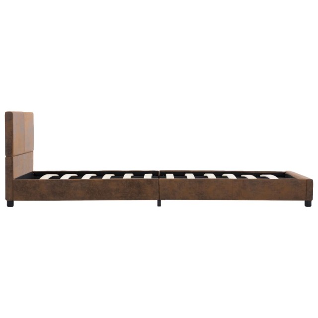 Cadre de lit sans matelas marron similicuir daim 90x200 cm