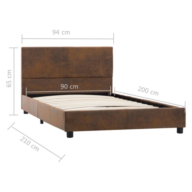 Cadre de lit sans matelas marron similicuir daim 90x200 cm