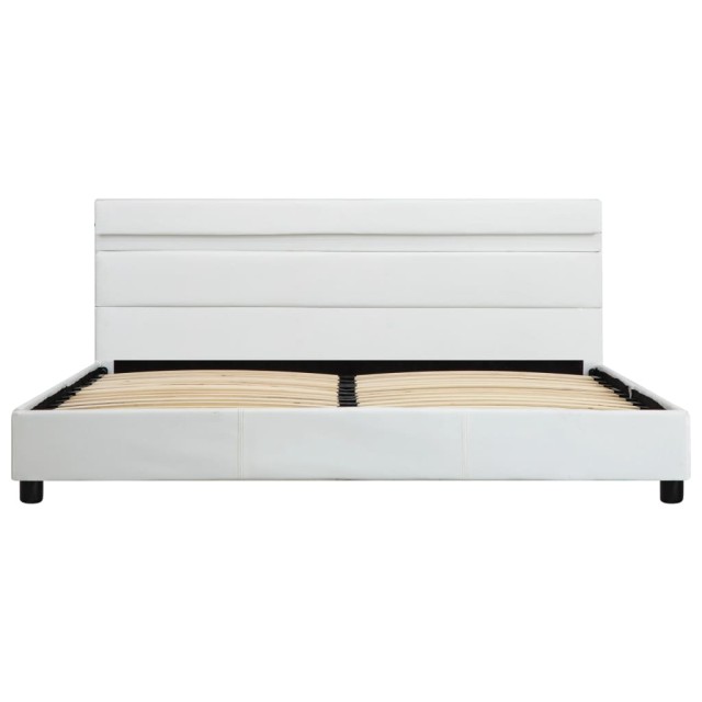 Cadre de lit avec LED Blanc Similicuir 120 x 200 cm
