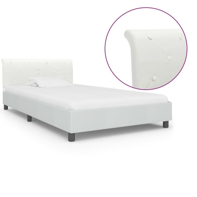 Cadre de lit sans matelas blanc similicuir 90x200 cm