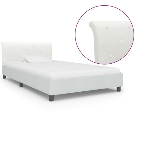 Cadre de lit sans matelas blanc similicuir 90x200 cm